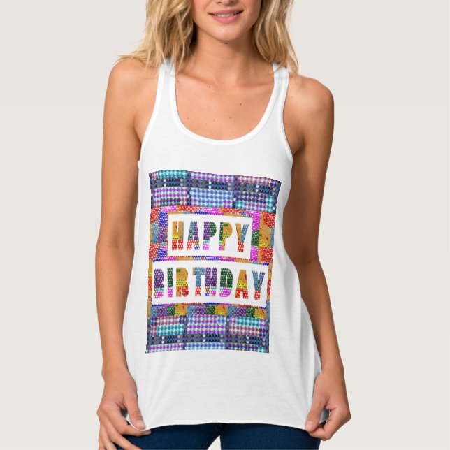 Débardeur BONJOUR D'ANNIVERSAIRE : Artist Created Font n Col (Devant)