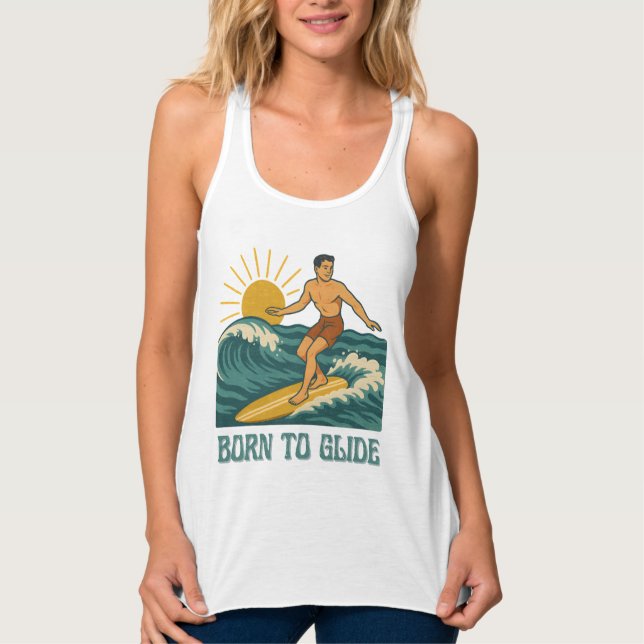 Débardeur Born To Glide Cali Surfer -Retro Surf Art- Surfing (Devant)