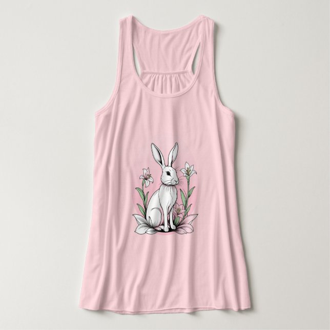 Débardeur Bunny mignon et lys (Design devant)