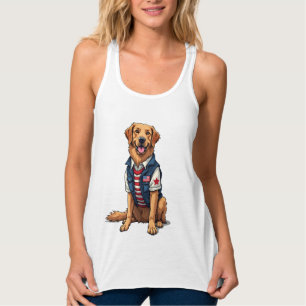 Débardeur Chemise de chien de service patriotique Golden Ret