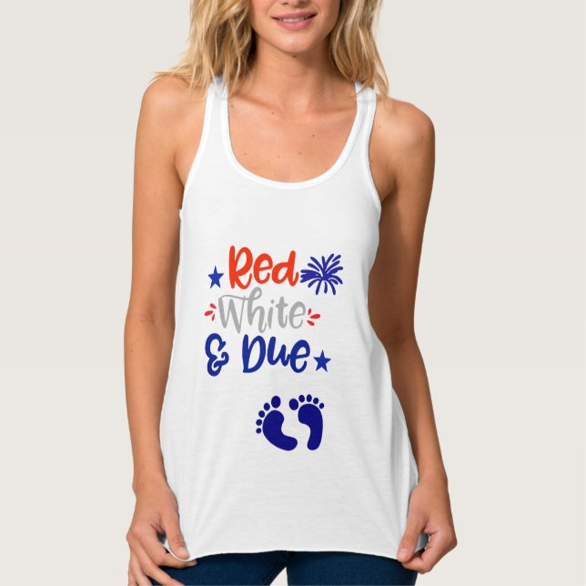 Débardeur Chemise de maternité rouge blanc et 4 juillet (Devant)