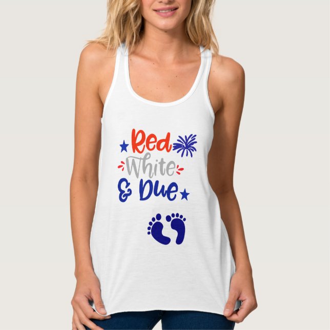Débardeur Chemise de maternité rouge blanc et 4 juillet (Devant)