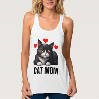 DÉBARDEUR CHEMISE T-SHIRT TANK TOP TUXEDO CHAT MAMAN CHAT