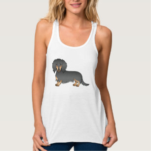 Débardeur Chien De Dachshund En Cheveux Noir Et Tan