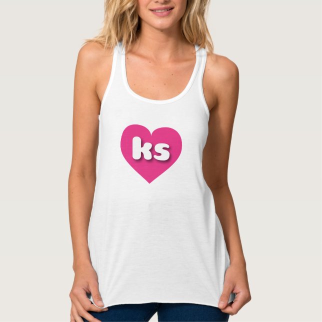Débardeur Coeur rose chaud du Kansas - J'aime ks (Devant)