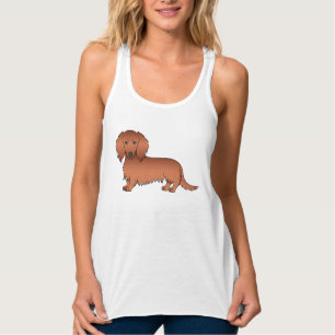 Débardeur Dachshund de dessin animé mignon aux longs cheveux