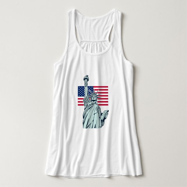 Débardeur Drapeau américain avec Lady Liberty Plus Size (Design devant)