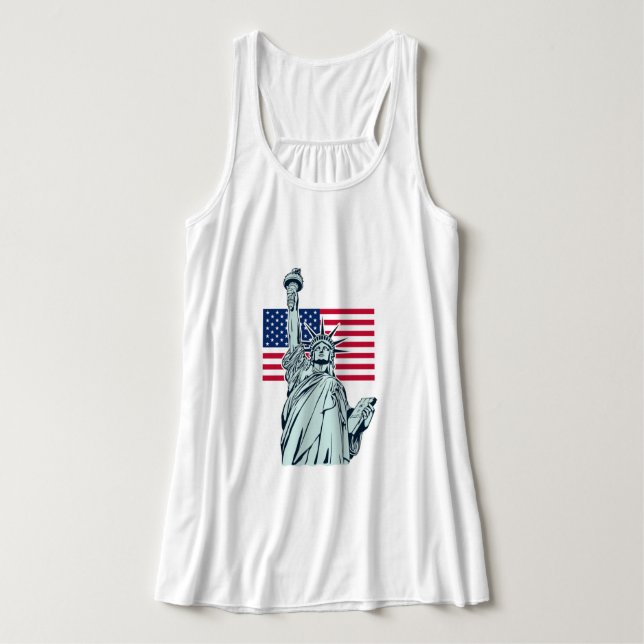 Débardeur Drapeau américain avec Lady Liberty plus taille T- (Design devant)