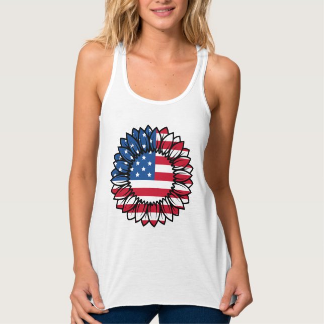 Débardeur Drapeau américain Tournesol-32222 (Devant)