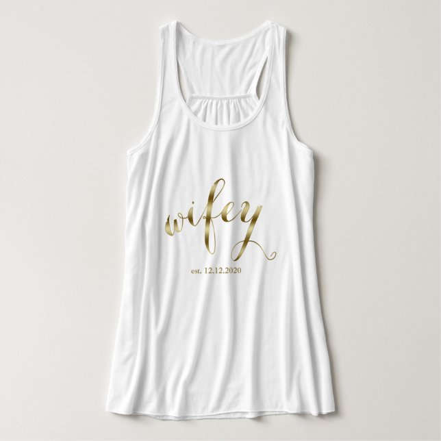 Débardeur Élégant script "wifey" en or Lune de miel (Design devant)
