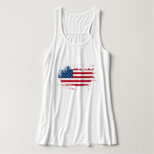 Débardeur États-Unis Drapeau féminin T-shirt de base taille