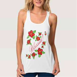 Débardeur Femme Rouge Floral Bienheureux Cuisinier