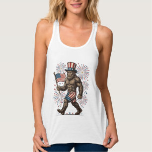 Débardeur Feu d'artifice patriotique Sasquatch Gravure vinta