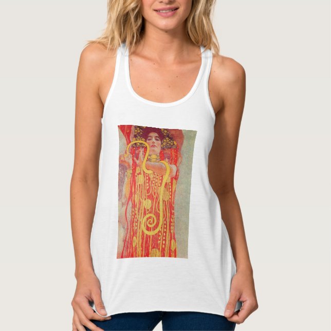 Débardeur Gustav Klimt Red Woman Gold Snake Peinture (Devant)