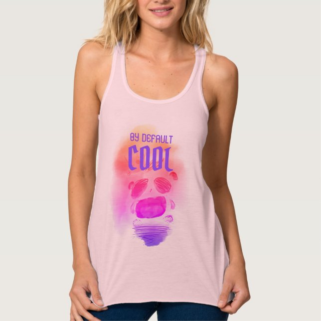 Débardeur Holographie Panda couleur rose par Cool par défaut (Devant)