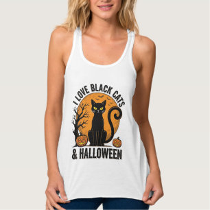 Débardeur J'aime les chats noirs Halloween Vintage Shirt Des