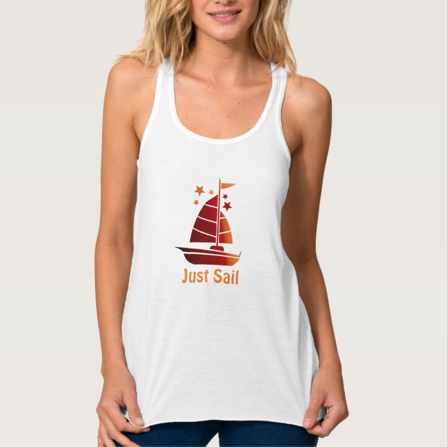 Débardeur Joli réservoir à racerback féminin "Just Sail" (Devant)