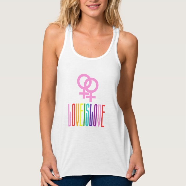 Débardeur L'amour est amour Texte arc-en-ciel LGBTQ Lesbian  (Devant)