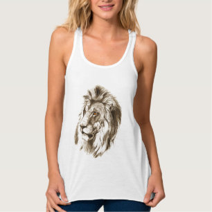 Débardeur Lion vintage Avec Yeux Orange Dessin Transparent