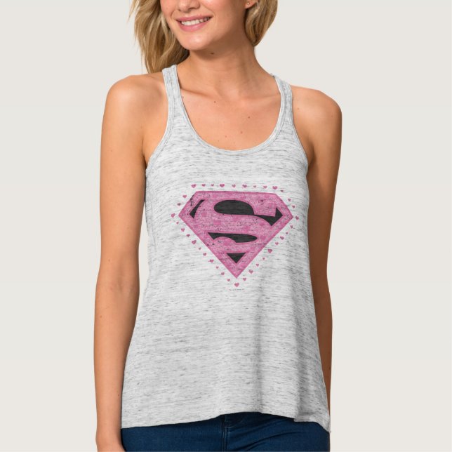 Débardeur Logo super-fille en uniforme noir et rose (Devant)