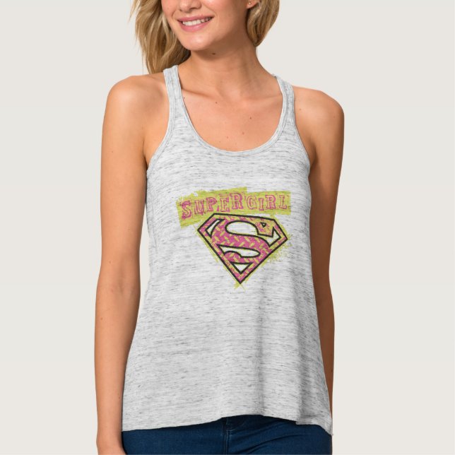 Débardeur Logo Supergirl Grunge Rose (Devant)