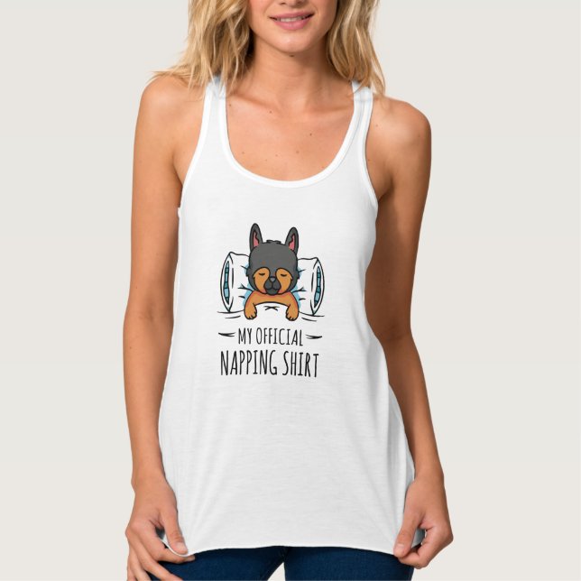 Débardeur Ma chemise de sieste officielle avec chien couchan (Devant)