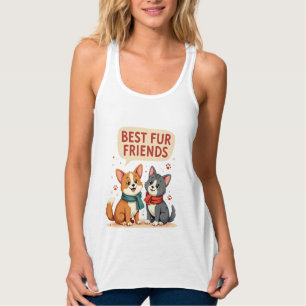 Débardeur Meilleurs amis en pelage Vintage Chat et Chien de