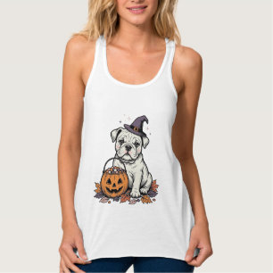 Débardeur Modèle de citrouille bouledogue Halloween gravé vi