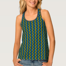 Motif Chevron Crosshatch bleu et jaune Zigzag
