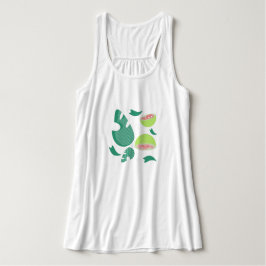 Débardeur Motif de fruits vert rose goyave