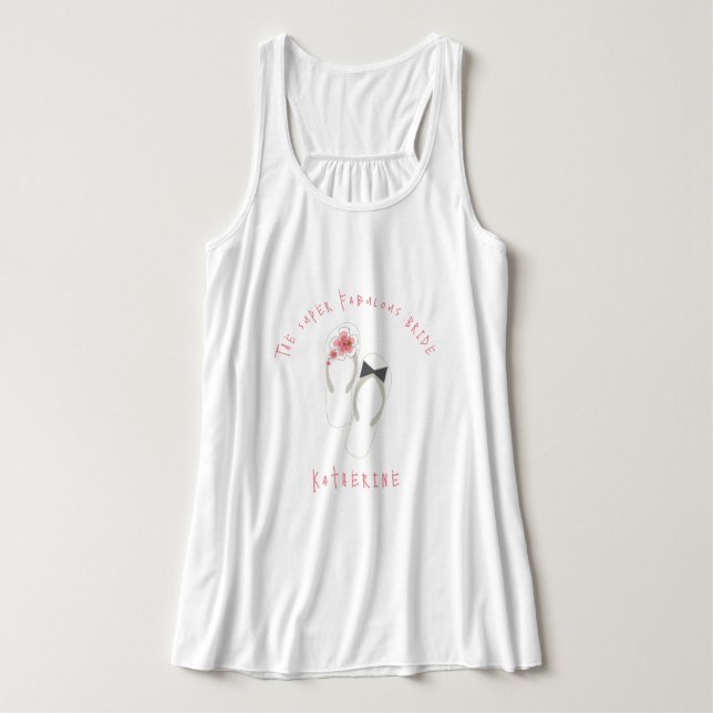 Débardeur Mr & Mrs Flip Flops Pink Hibiscus Beach Mariage (Design devant)