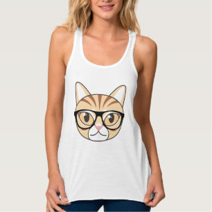 Débardeur Nerdy Tabby Chat avec lunettes