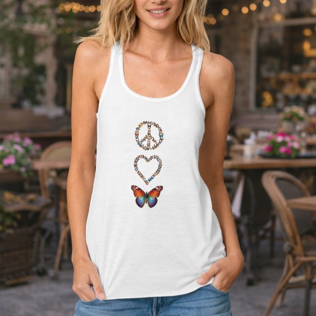 Débardeur Peace Love Butterflies - Colorful Graphic Art (Créateur téléchargé)