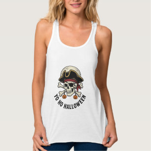 Débardeur Pirate Crâne Halloween Gravure Vintage Blanc Shi