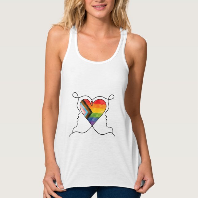 Débardeur Progress Pride Heart Line Art (Devant)