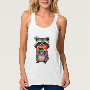 Débardeur Queer Raccoon avec Rainbow Heart