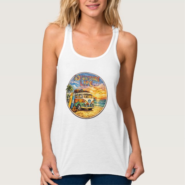 Débardeur Retro 60s Hippie Beach Sunset | Adventure Van Life (Devant)