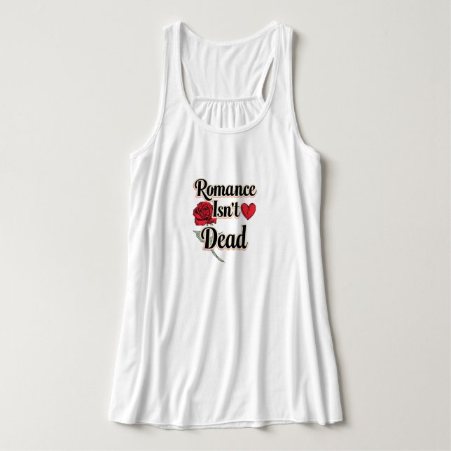 Débardeur "Romance Isn't Dead" with Red Rose and Heart (Design devant)