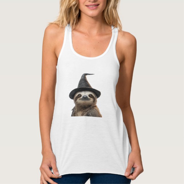 Débardeur Sloth Wearing Halloween Witch Hat Classic T-Shirt (Devant)