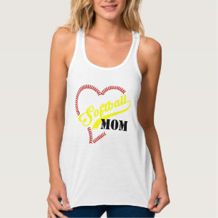 Débardeur Stitch Heart Softball Maman Personnalisé White Tan