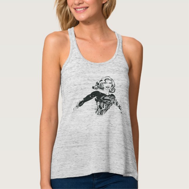 Débardeur Supergirl noir et blanc dessin 1 (Devant)