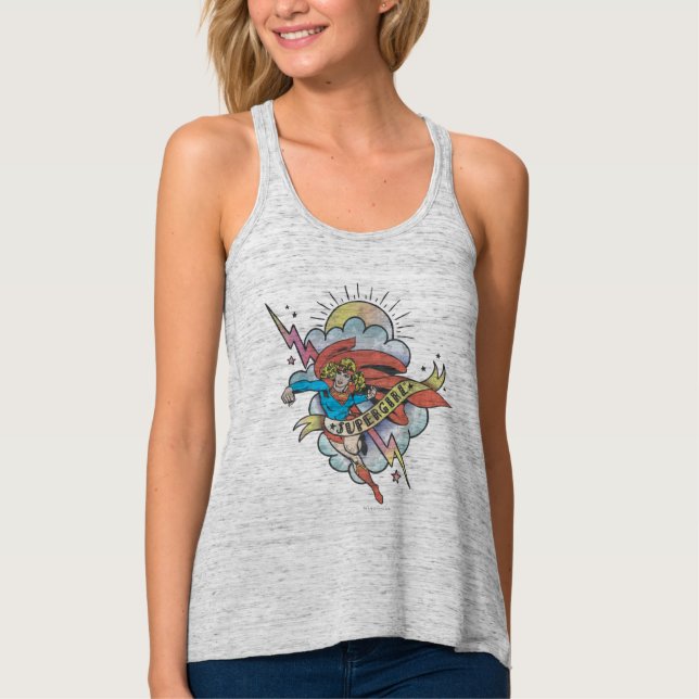 Débardeur Supergirl volant éclair tatouage (Devant)