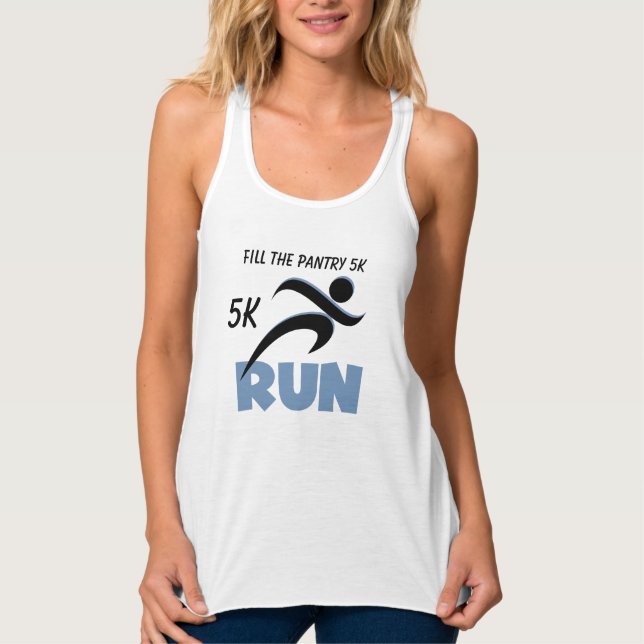 Débardeur T-shirt customisé RUN Blue Text (Devant)