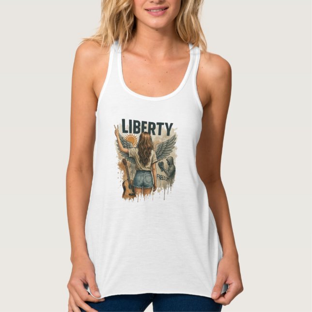 Débardeur T-shirt de filles inspirées par la liberté (Devant)