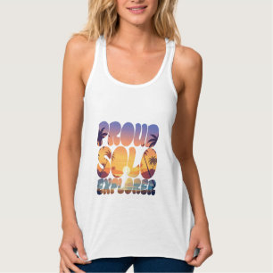 Débardeur T-Shirt Fière Exploratrice Seule Plage au Coucher