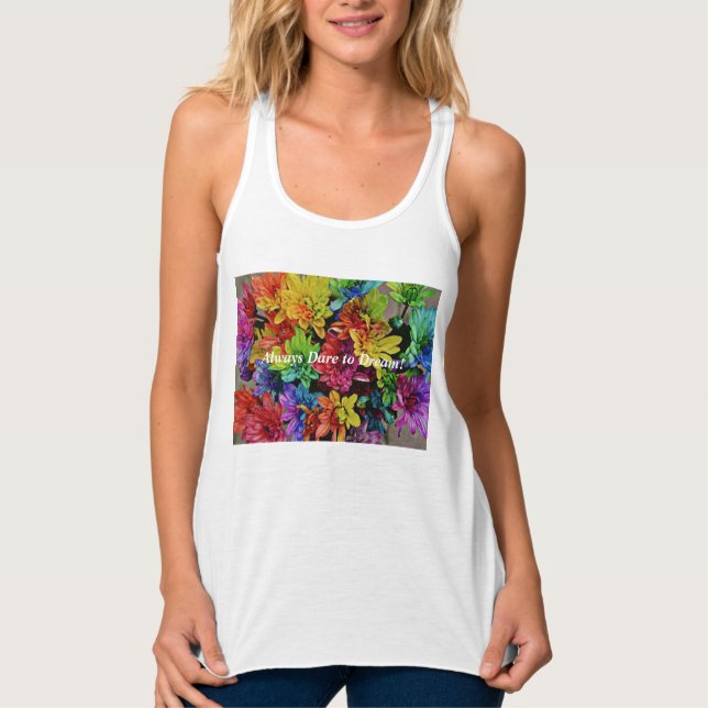 Débardeur Top racerback floral (blanc) toujours oser rêver (Devant)