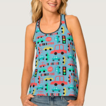Voitures Motif sur Denim Blue