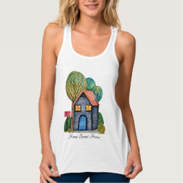 Débardeur Watercolor cute Home Sweet Home Art