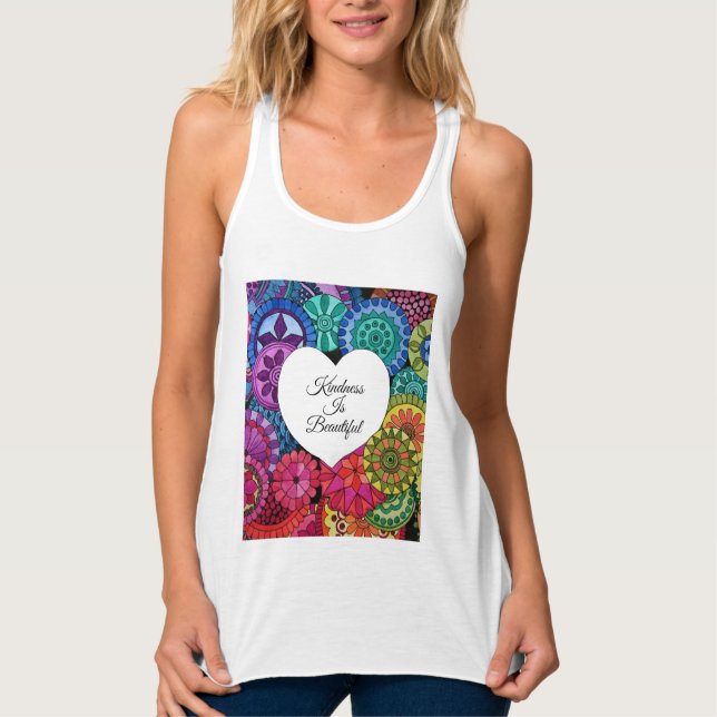 Débardeur Watercolor Rainbow Mandala With Heart (Devant)