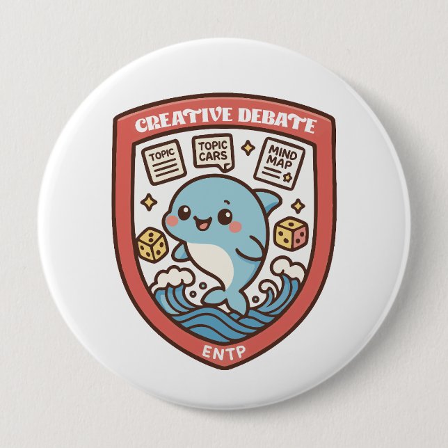 Debate Dolphin – Creative Brainstorming Button (Vorderseite)